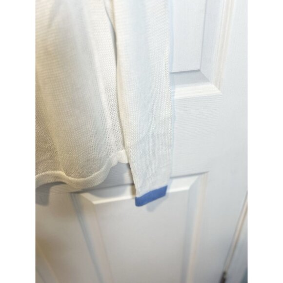 Just Madison Cotton Linen Sweater Small White Blue Detail Nautical Coastal NWT - Picture 4 of 7